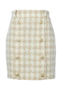 Holland Cooper Knightsbridge Skirt Camel Houndstooth