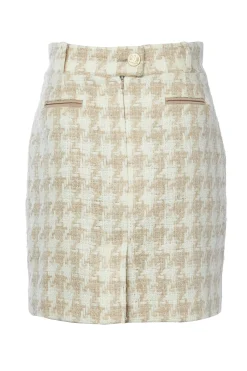 Holland Cooper Knightsbridge Skirt Camel Houndstooth