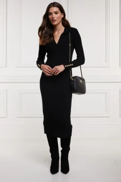 Holland Cooper Knitted Shirt Dress Black Outlet