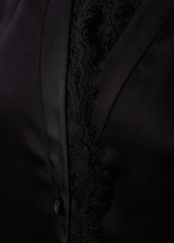 Holland Cooper Lace V-Neck Blouse Black Satin Online