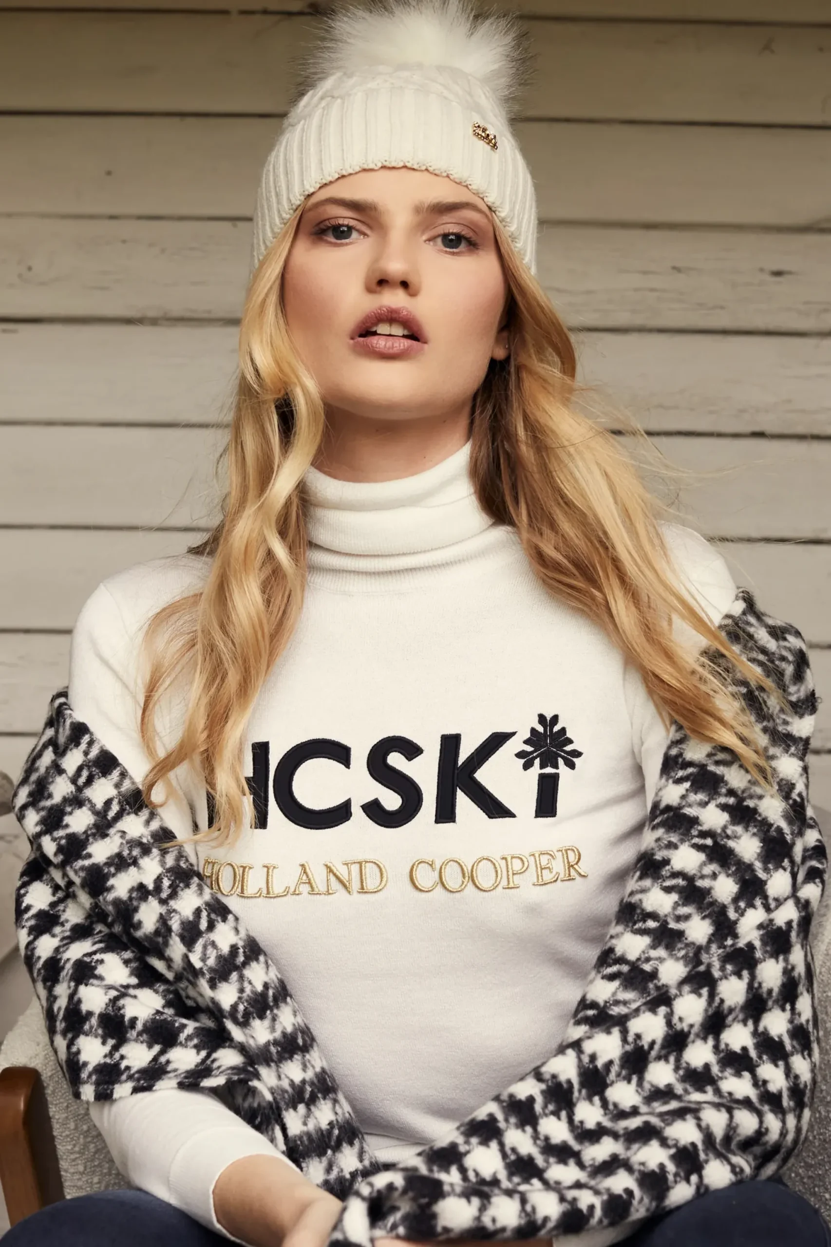 Holland Cooper Logo Ski Knit Winter White New