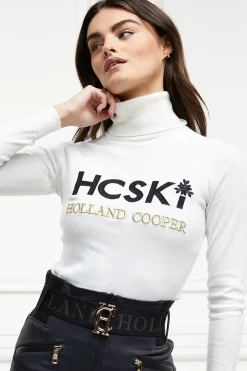Holland Cooper Logo Ski Knit Winter White New