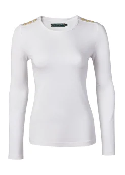 Holland Cooper Long Sleeve Crew Neck Tee White Clearance