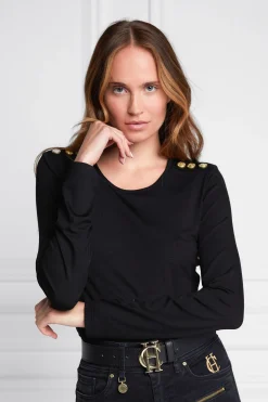 Holland Cooper Long Sleeve Crew Neck Tee Black Discount
