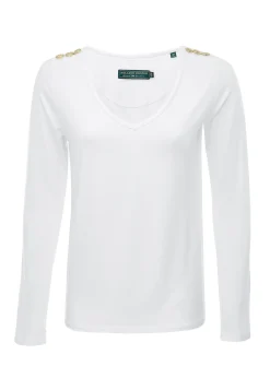 Holland Cooper Long Sleeve V-Neck Tee White Best