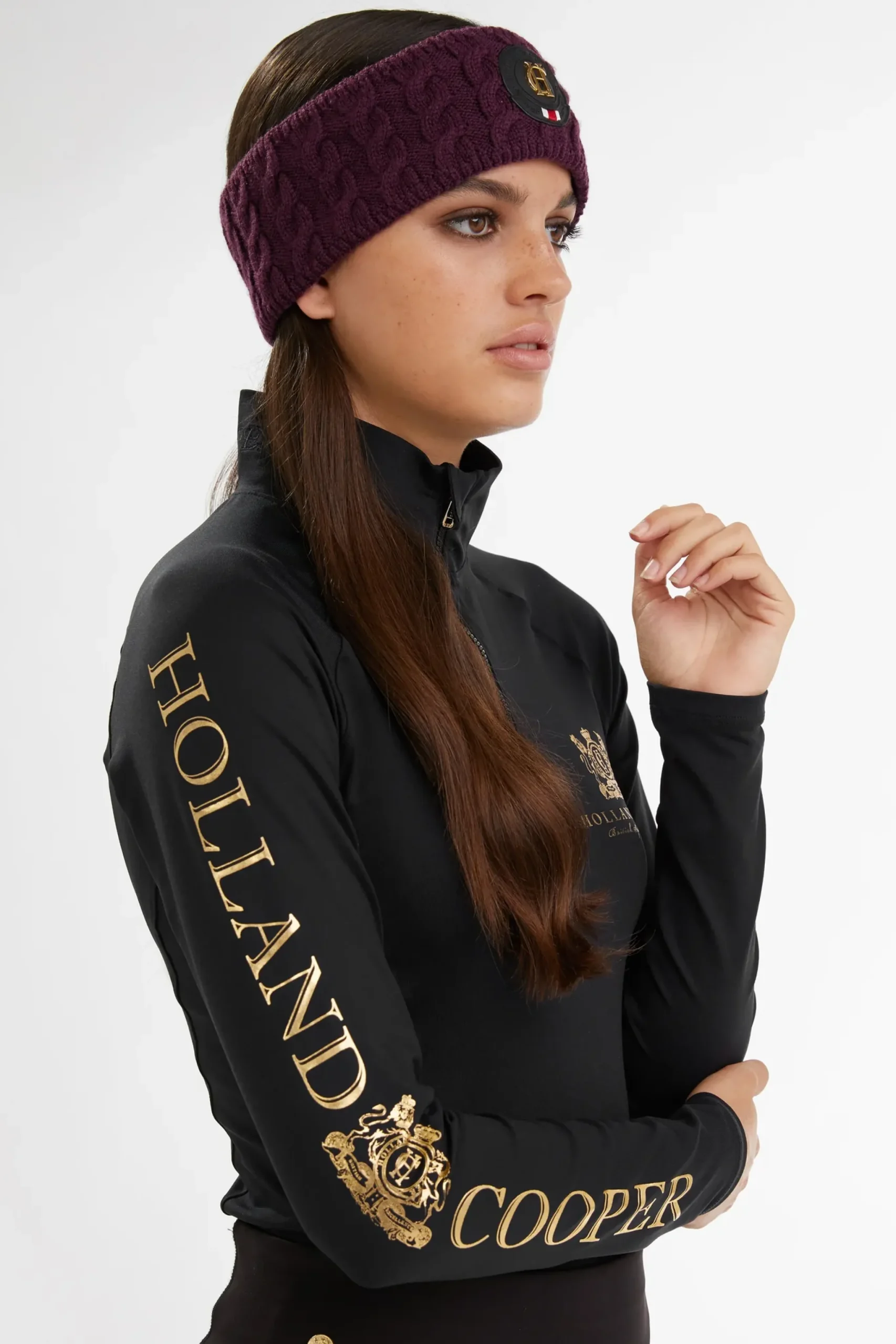 Holland Cooper Luxe Cable Knit Headband Mulberry Sale