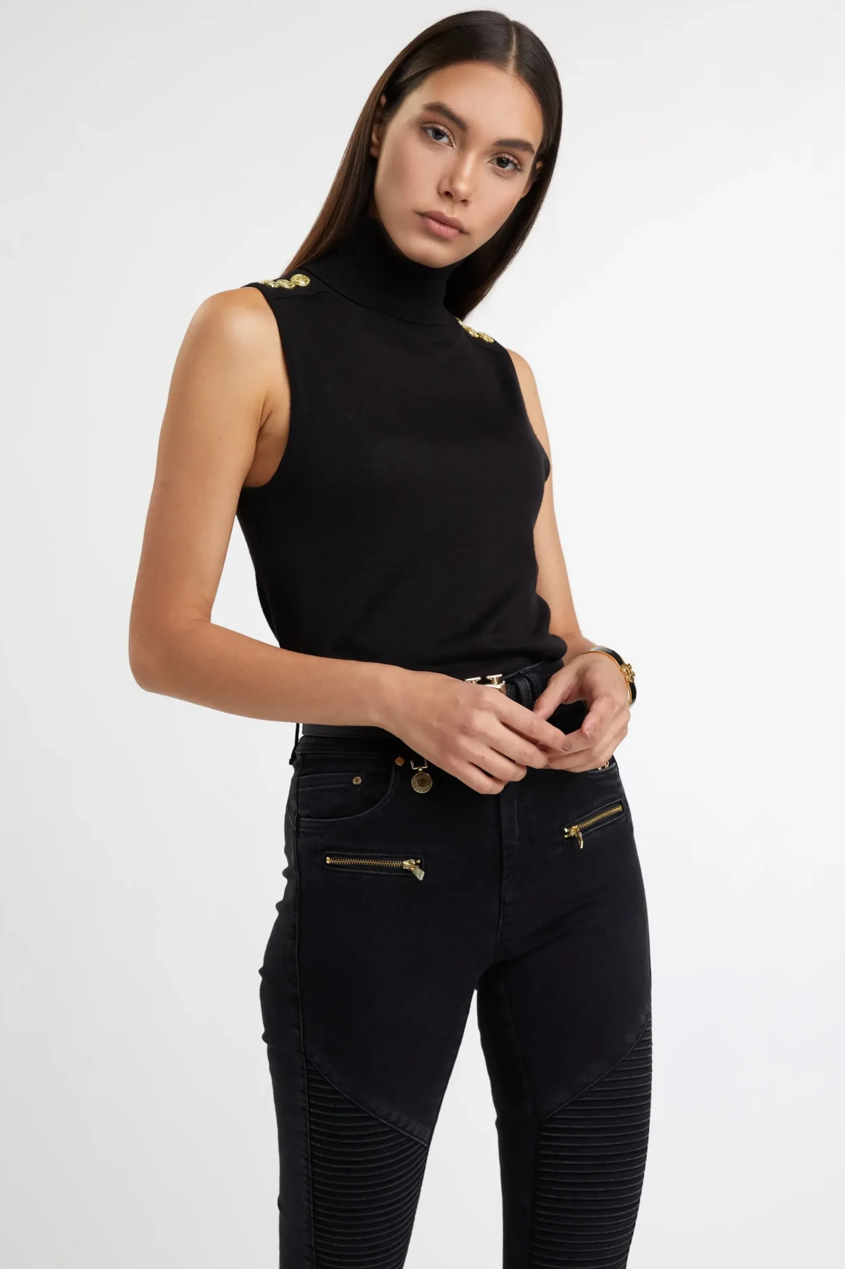 Holland Cooper Luxury Sleeveless Roll Neck Black