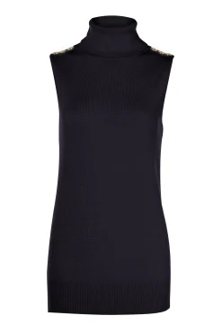 Holland Cooper Luxury Sleeveless Roll Neck Black