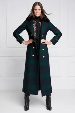 Holland Cooper Marlborough Shearling Trench Coat Blackwatch Outlet