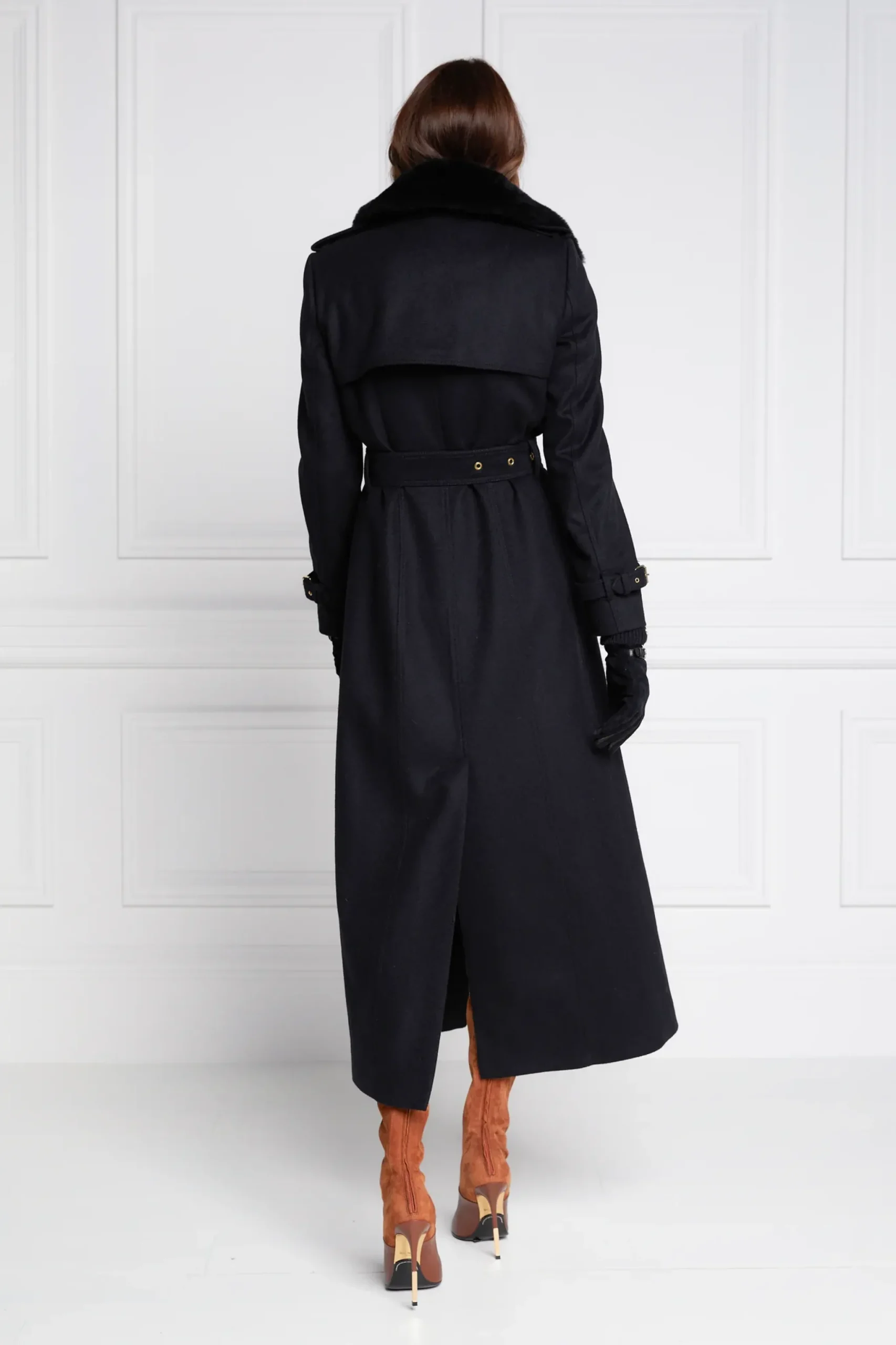 Holland Cooper Marlborough Shearling Trench Coat Soft Black Online
