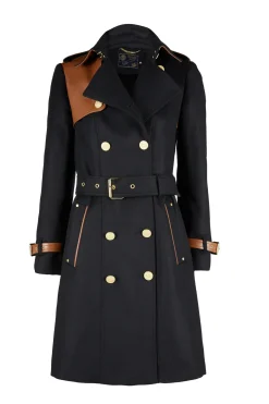 Holland Cooper Marlborough Trench Coat Soft Black Tan Best