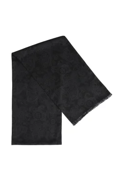 Holland Cooper Men's Silk Scarf Black Charcoal Paisley Best