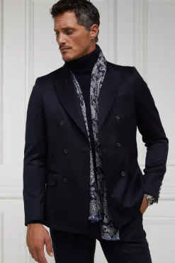 Holland Cooper Men's Silk Scarf Ink Navy Cream Paisley Online