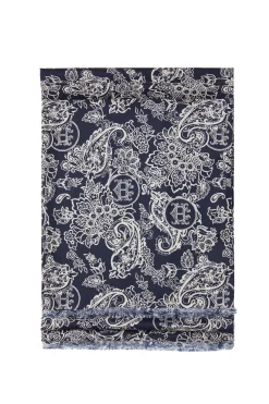 Holland Cooper Men's Silk Scarf Ink Navy Cream Paisley Online