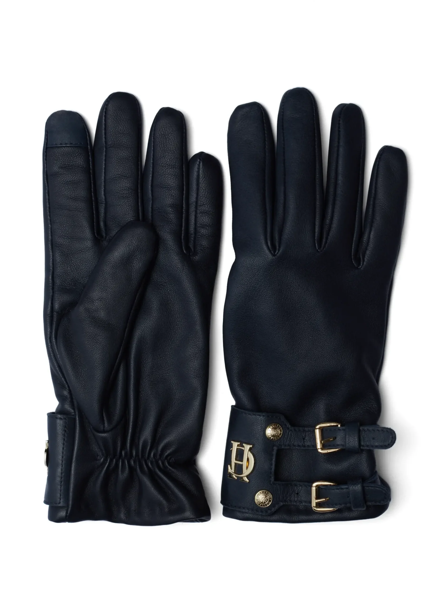 Holland Cooper Monogram Leather Gloves Ink Navy Discount