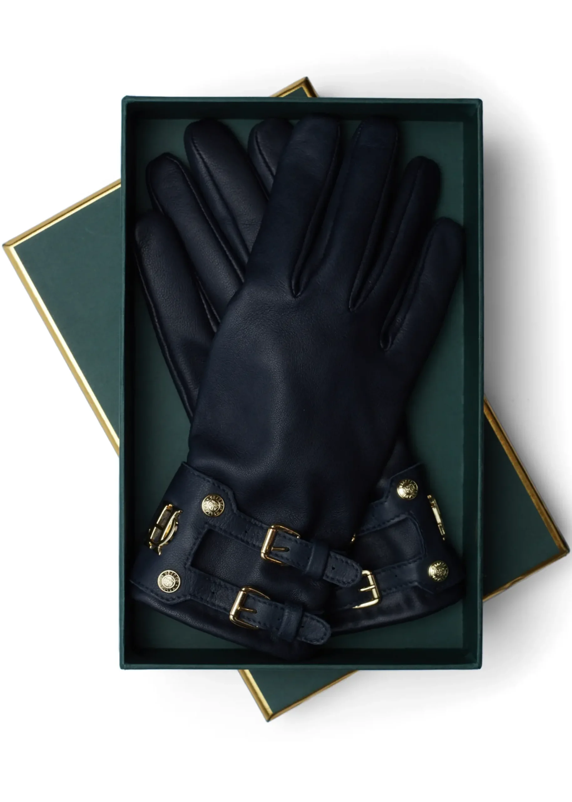 Holland Cooper Monogram Leather Gloves Ink Navy Discount