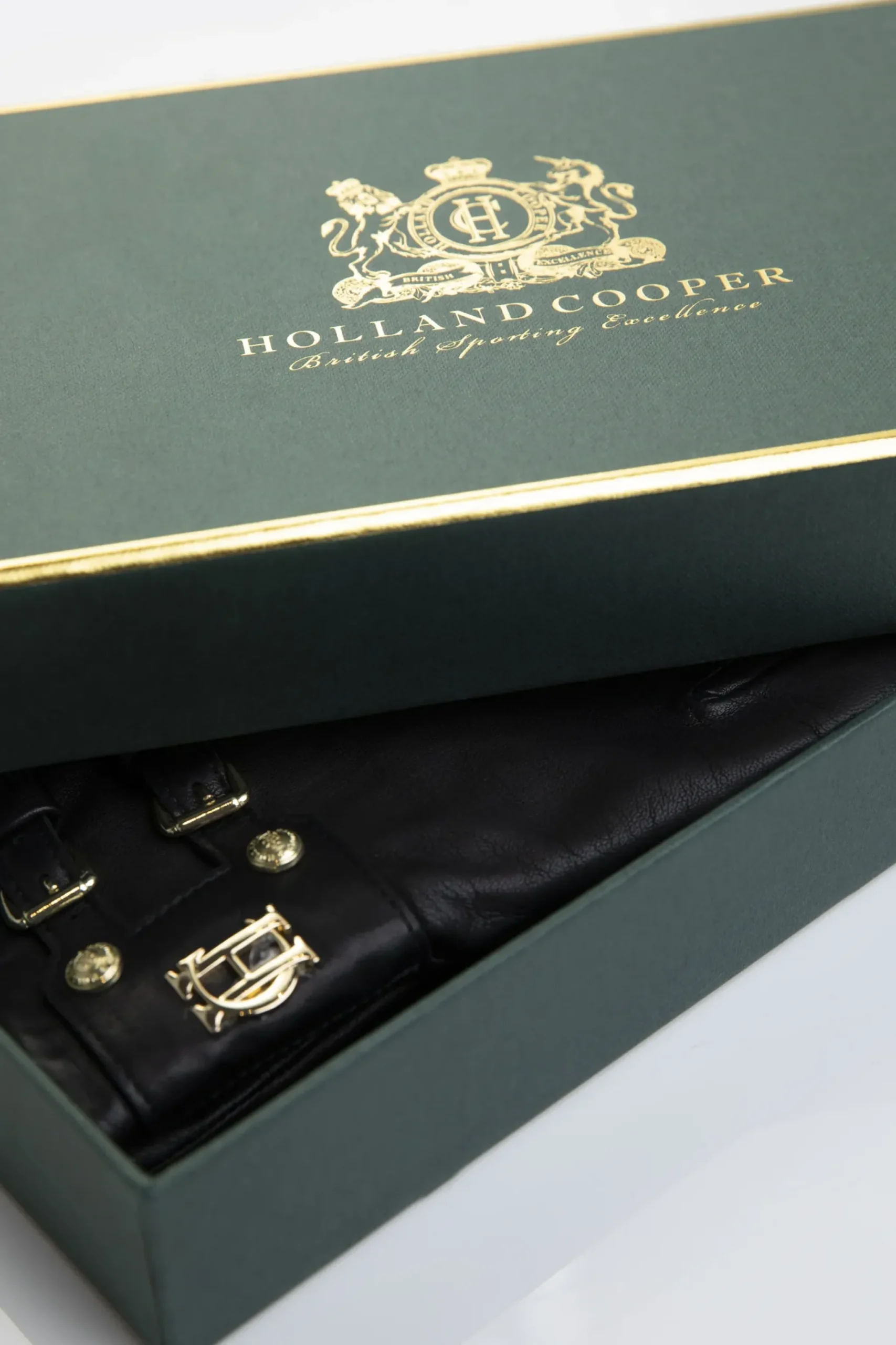 Holland Cooper Monogram Leather Gloves Black Clearance