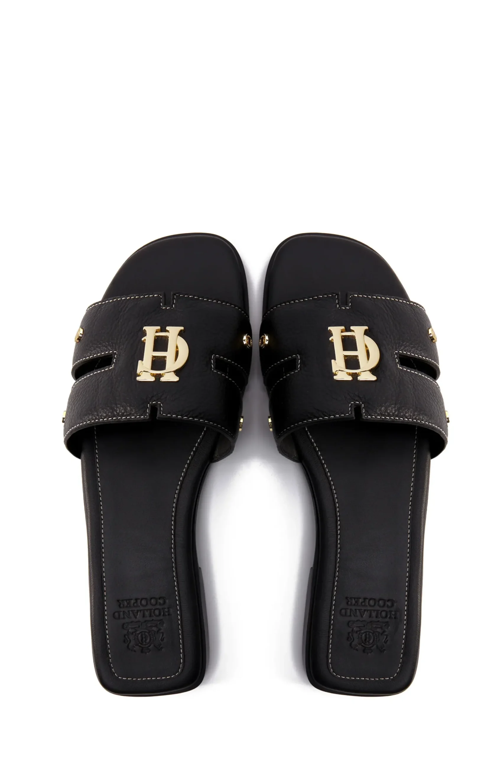 Holland Cooper Monogram Slides Black Leather Discount