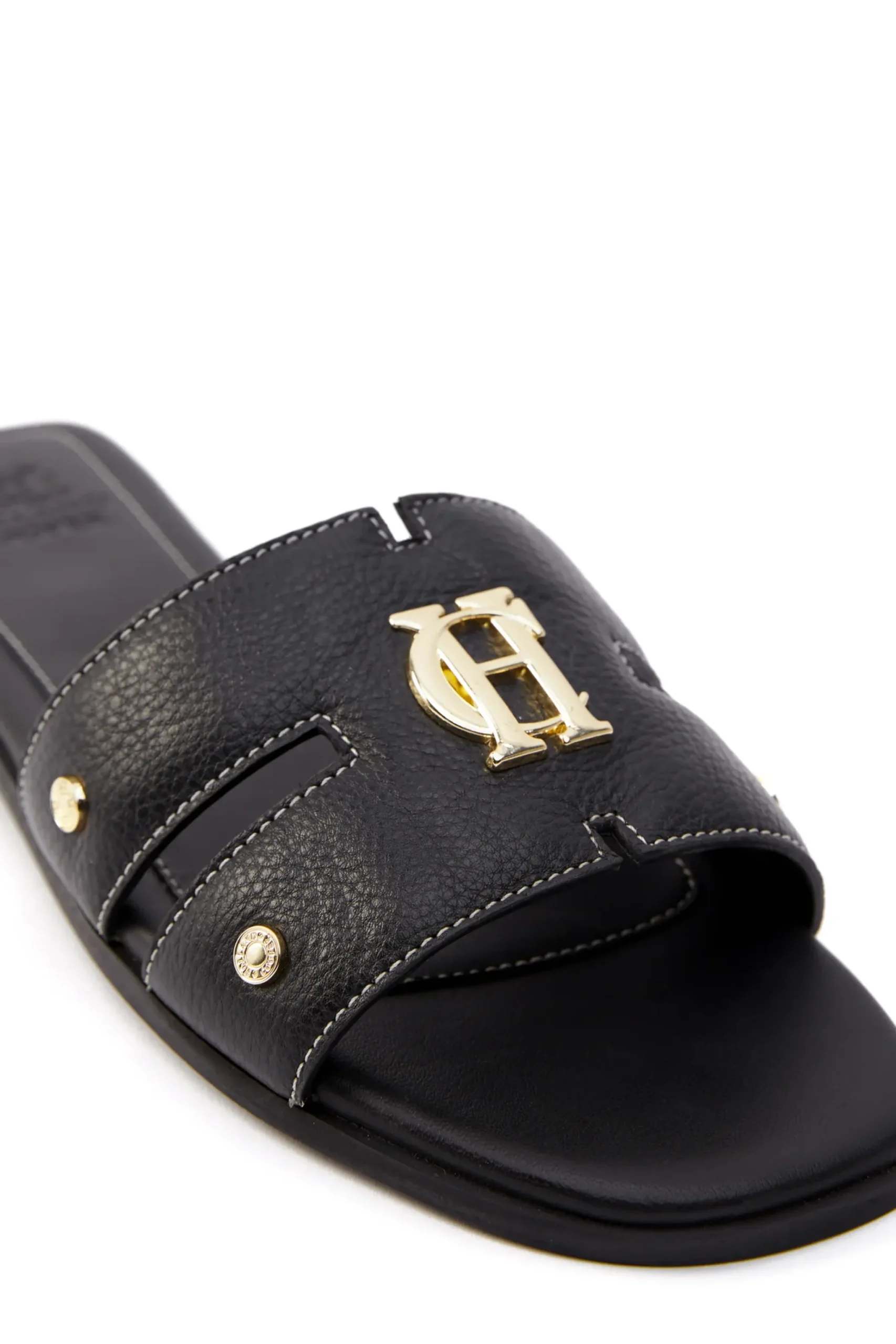 Holland Cooper Monogram Slides Black Leather Discount