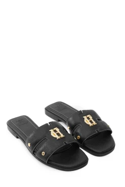 Holland Cooper Monogram Slides Black Leather Discount