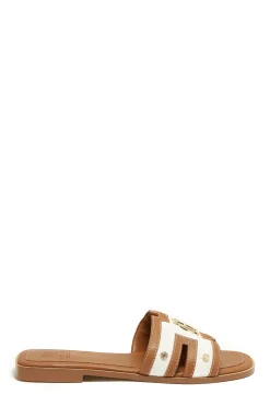 Holland Cooper Monogram Slides Tan Canvas Sale