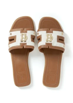 Holland Cooper Monogram Slides Tan Canvas Sale