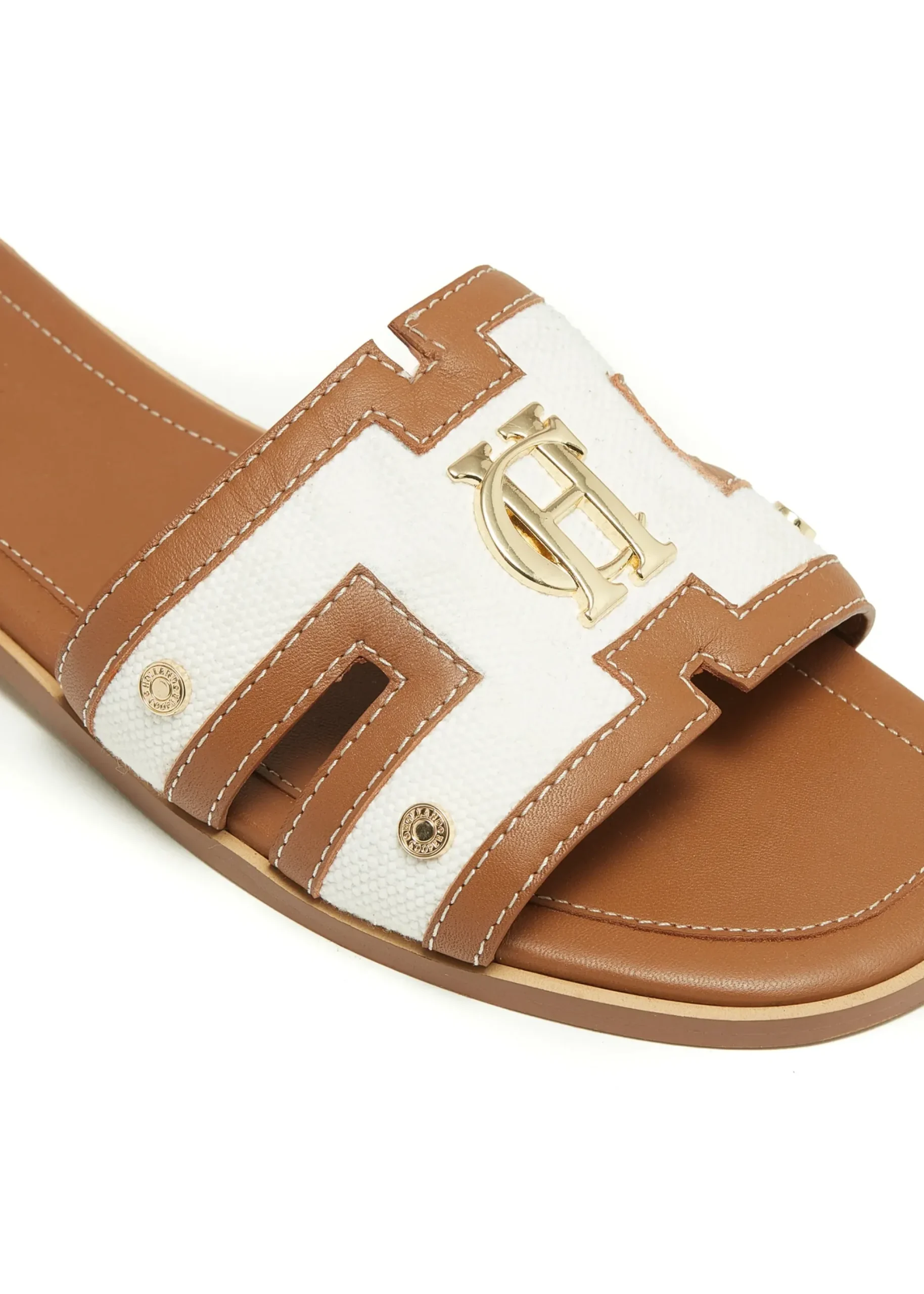 Holland Cooper Monogram Slides Tan Canvas Sale