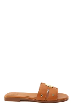 Holland Cooper Monogram Slides Tan Leather Hot