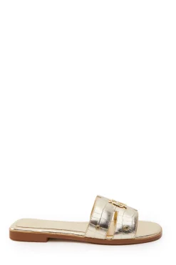 Holland Cooper Monogram Slides Gold Croc