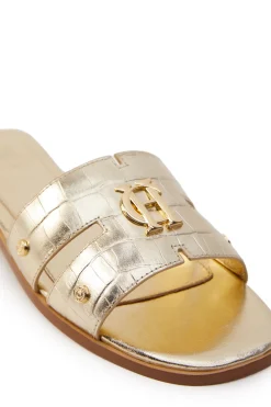 Holland Cooper Monogram Slides Gold Croc