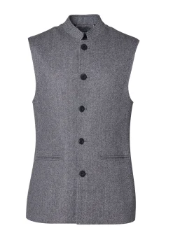 Holland Cooper Nehru Gilet Mono Herringbone Outlet