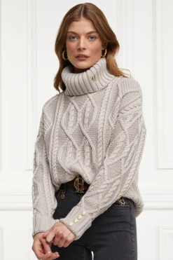 Holland Cooper Noveli Cable Knit Taupe Outlet