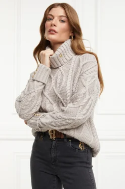 Holland Cooper Noveli Cable Knit Taupe Outlet