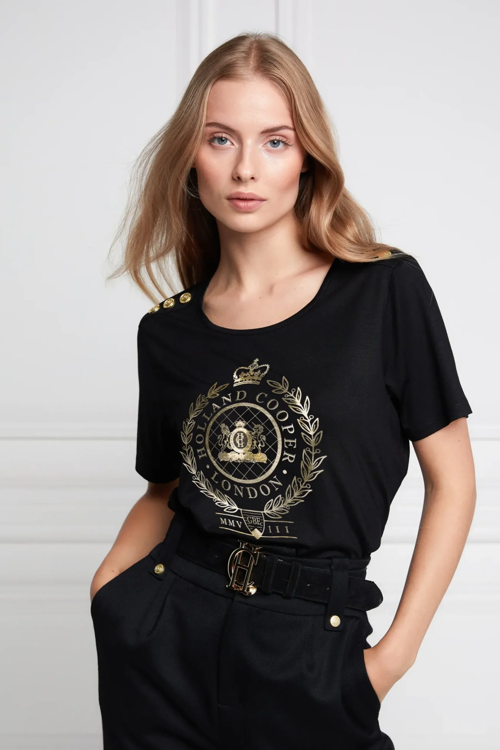 Holland Cooper Ornate Crest Tee Black Online