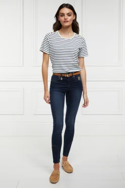 Holland Cooper Padstow Crew Neck Tee Natural Ink Navy Stripe Sale