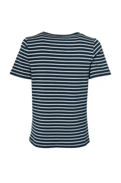 Holland Cooper Padstow Crew Neck Tee Ink Navy Natural Stripe Best