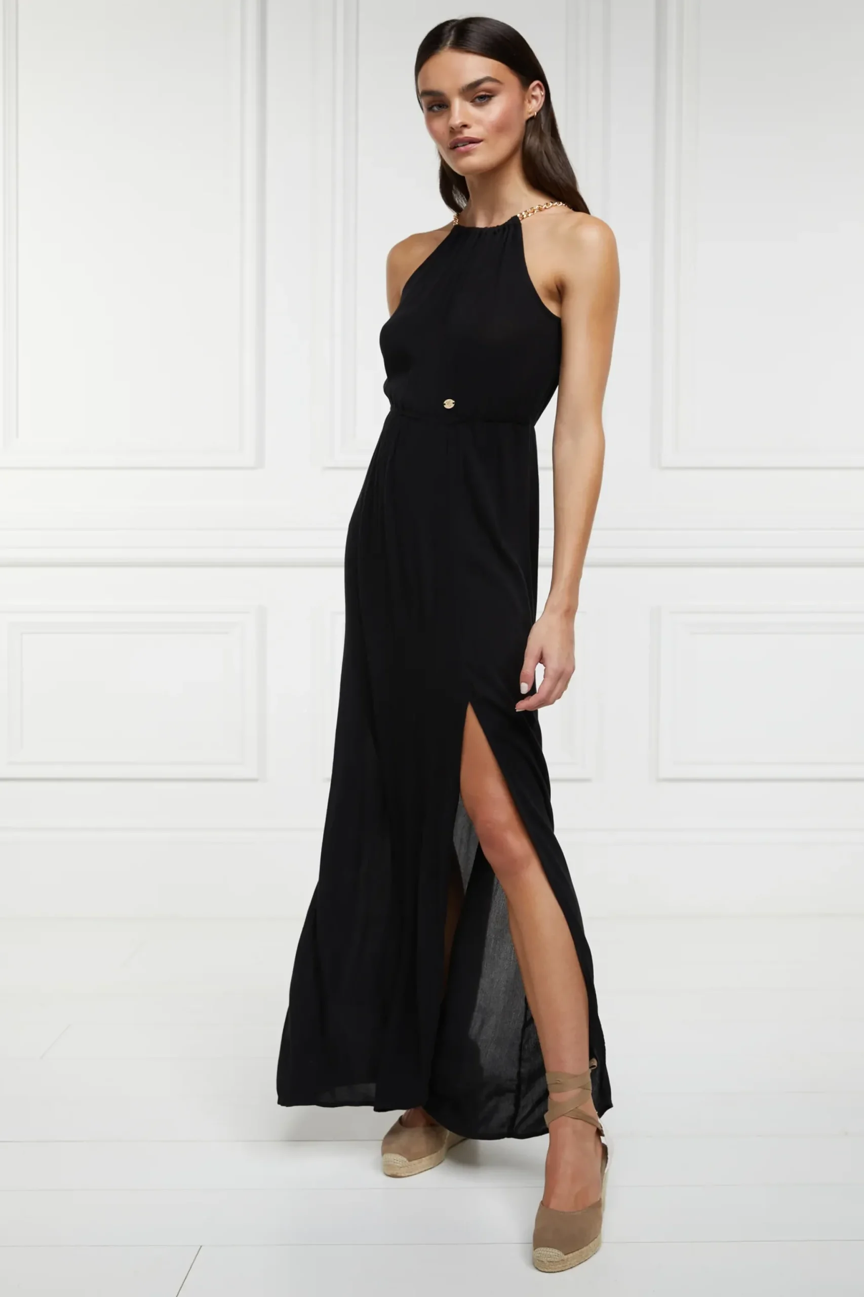 Holland Cooper Paloma Maxi Dress Black New