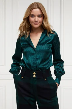 Holland Cooper Penny Jacquard Shirt Emerald