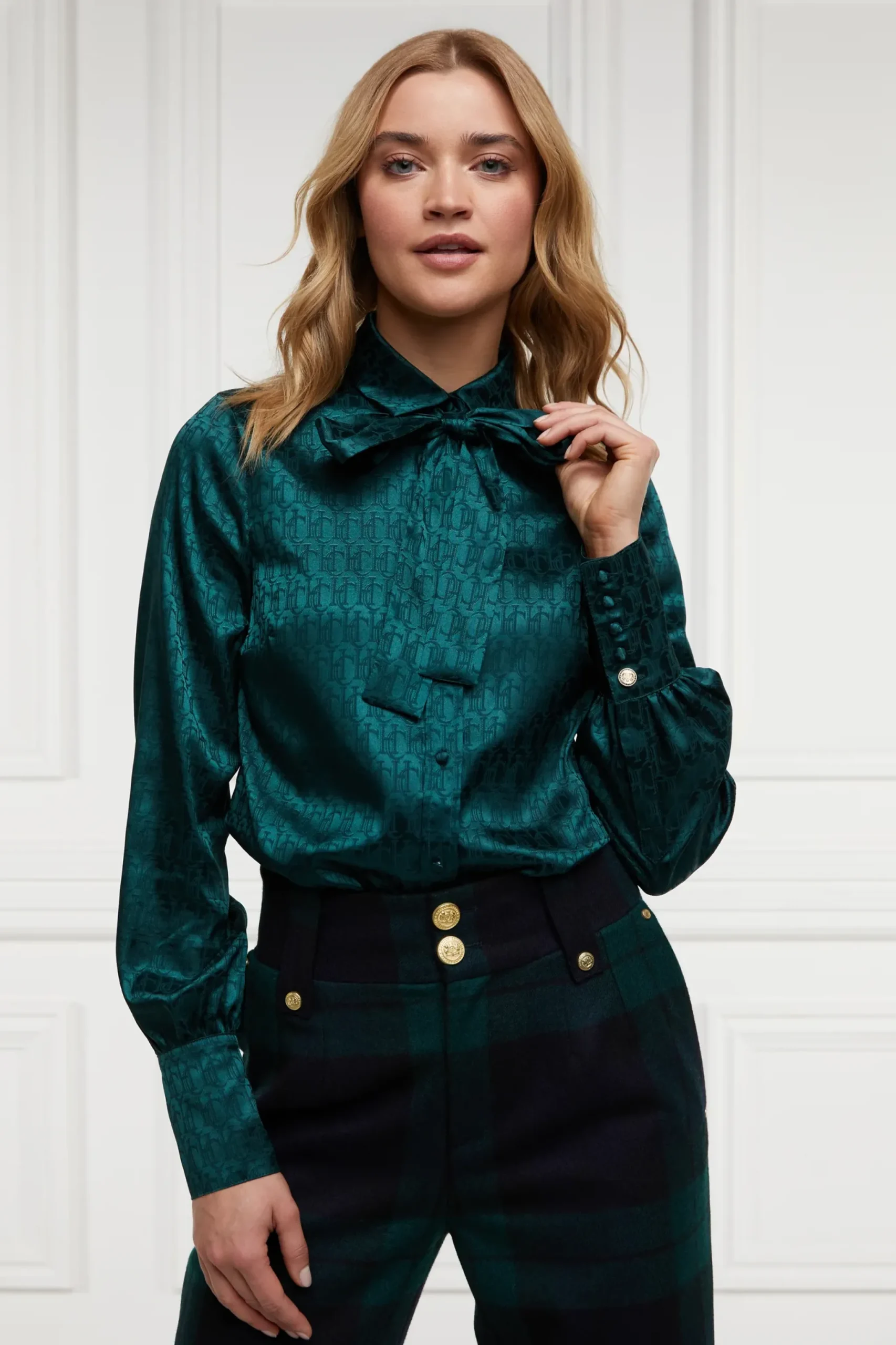 Holland Cooper Penny Jacquard Shirt Emerald