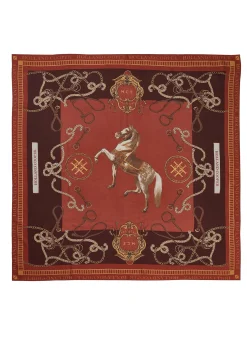 Holland Cooper Regal Horse Silk Scarf Caramel