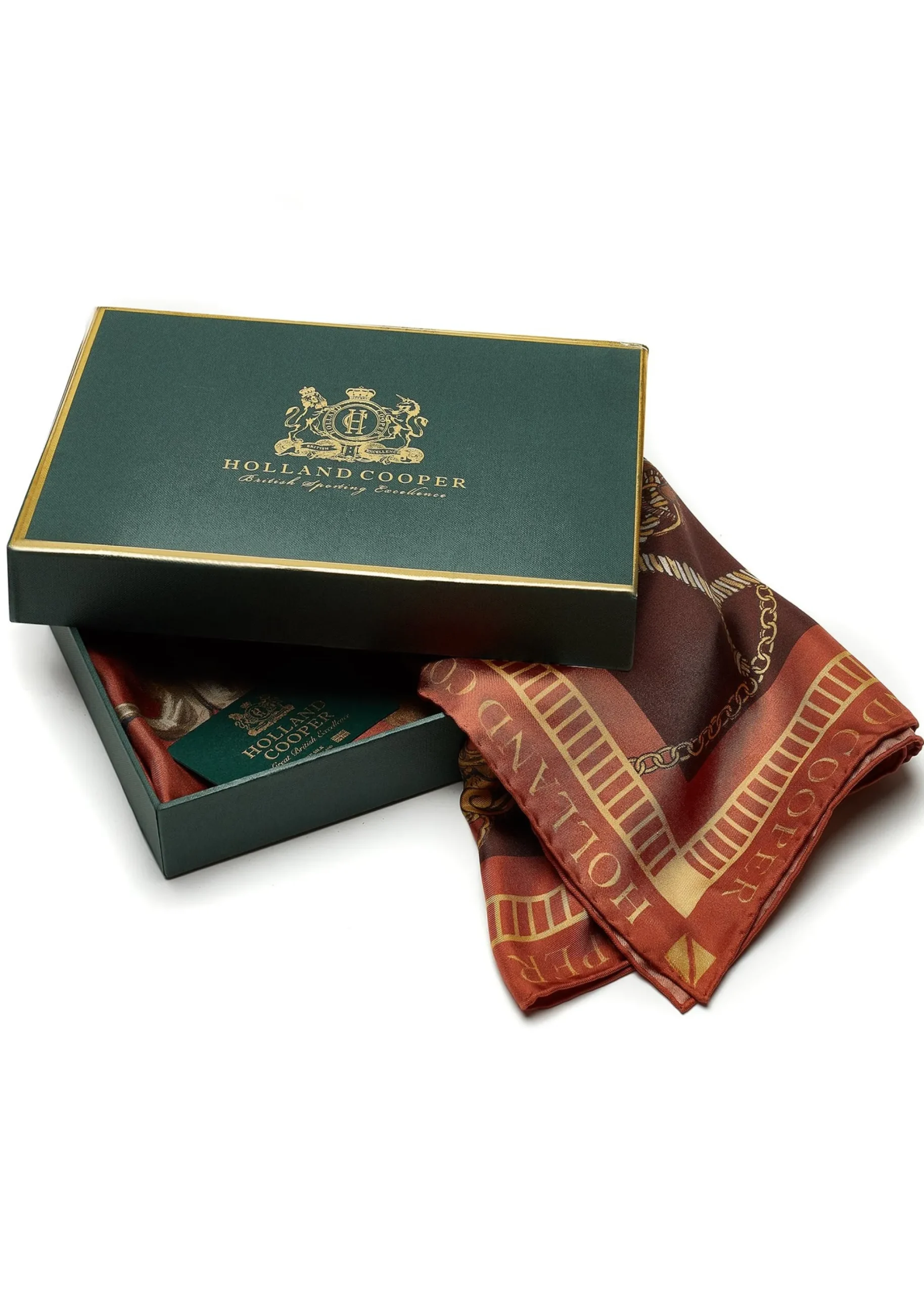 Holland Cooper Regal Horse Silk Scarf Caramel