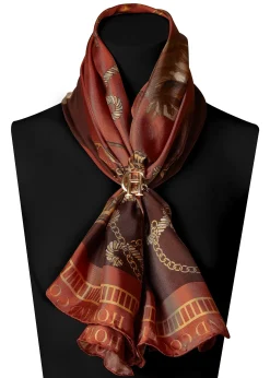 Holland Cooper Regal Horse Silk Scarf Caramel