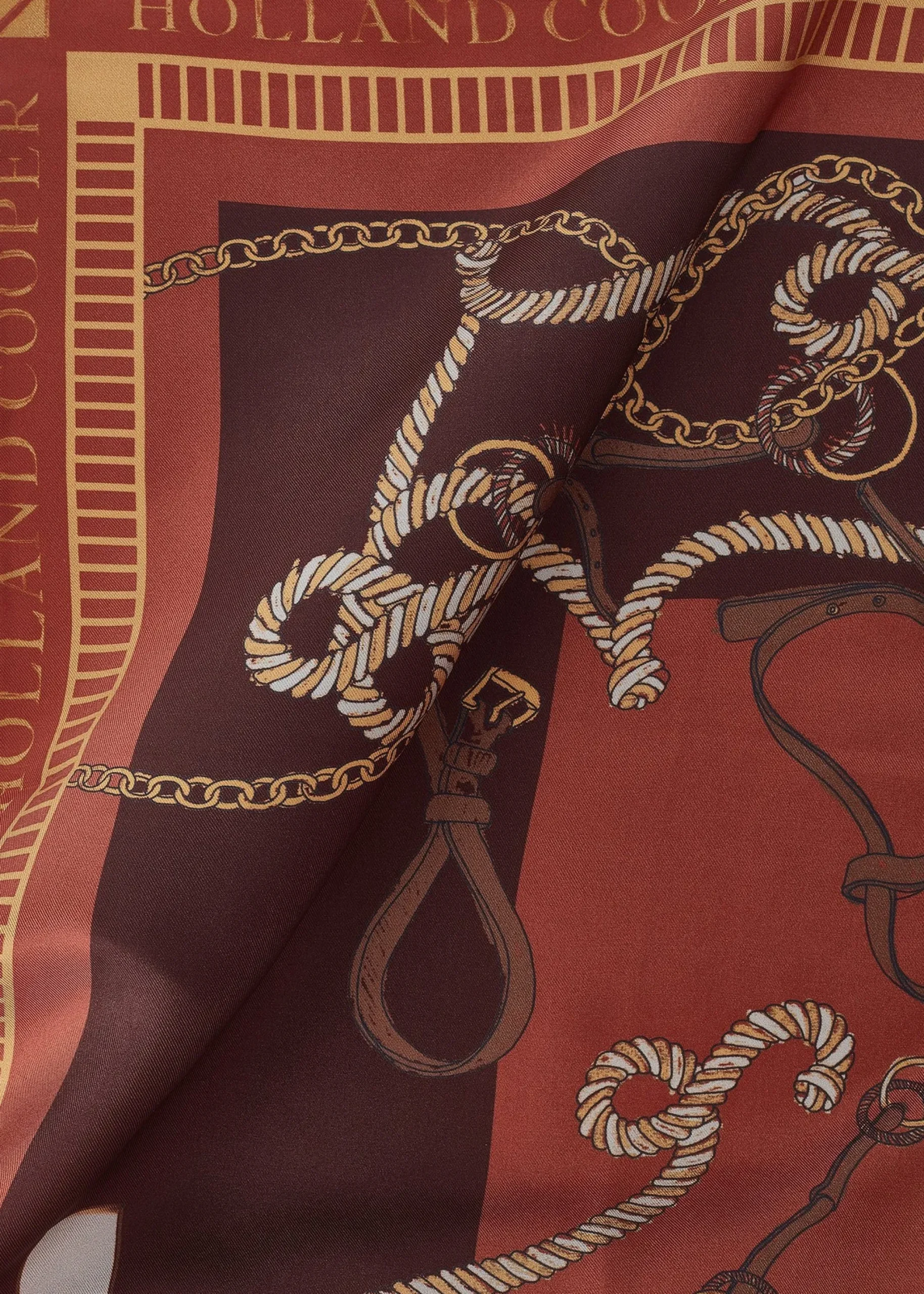 Holland Cooper Regal Horse Silk Scarf Caramel