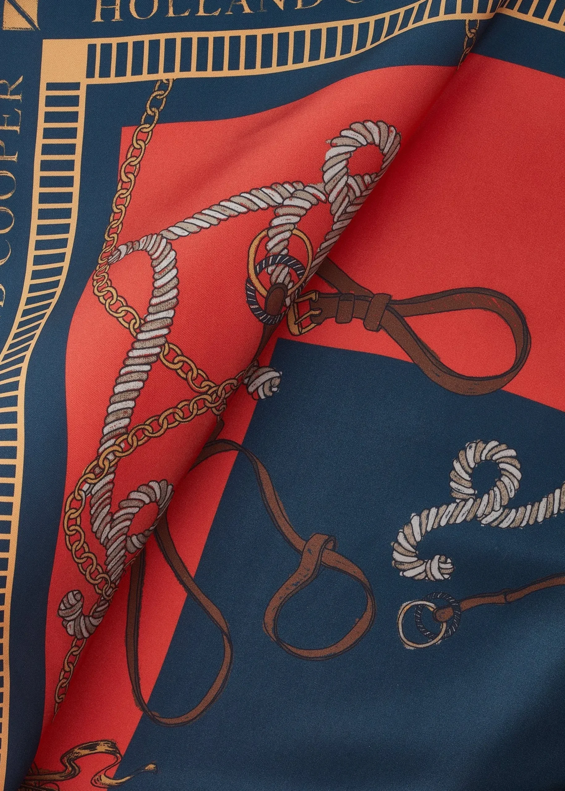 Holland Cooper Regal Horse Silk Scarf Ink Navy Neroli