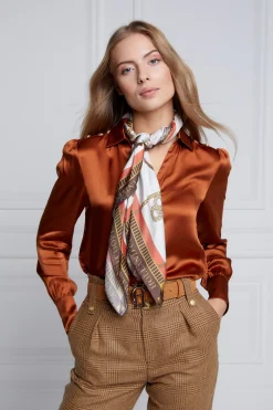 Holland Cooper Regal Horse Silk Scarf Sienna