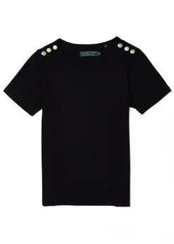 Holland Cooper Relax Fit Crew Neck Tee Black New