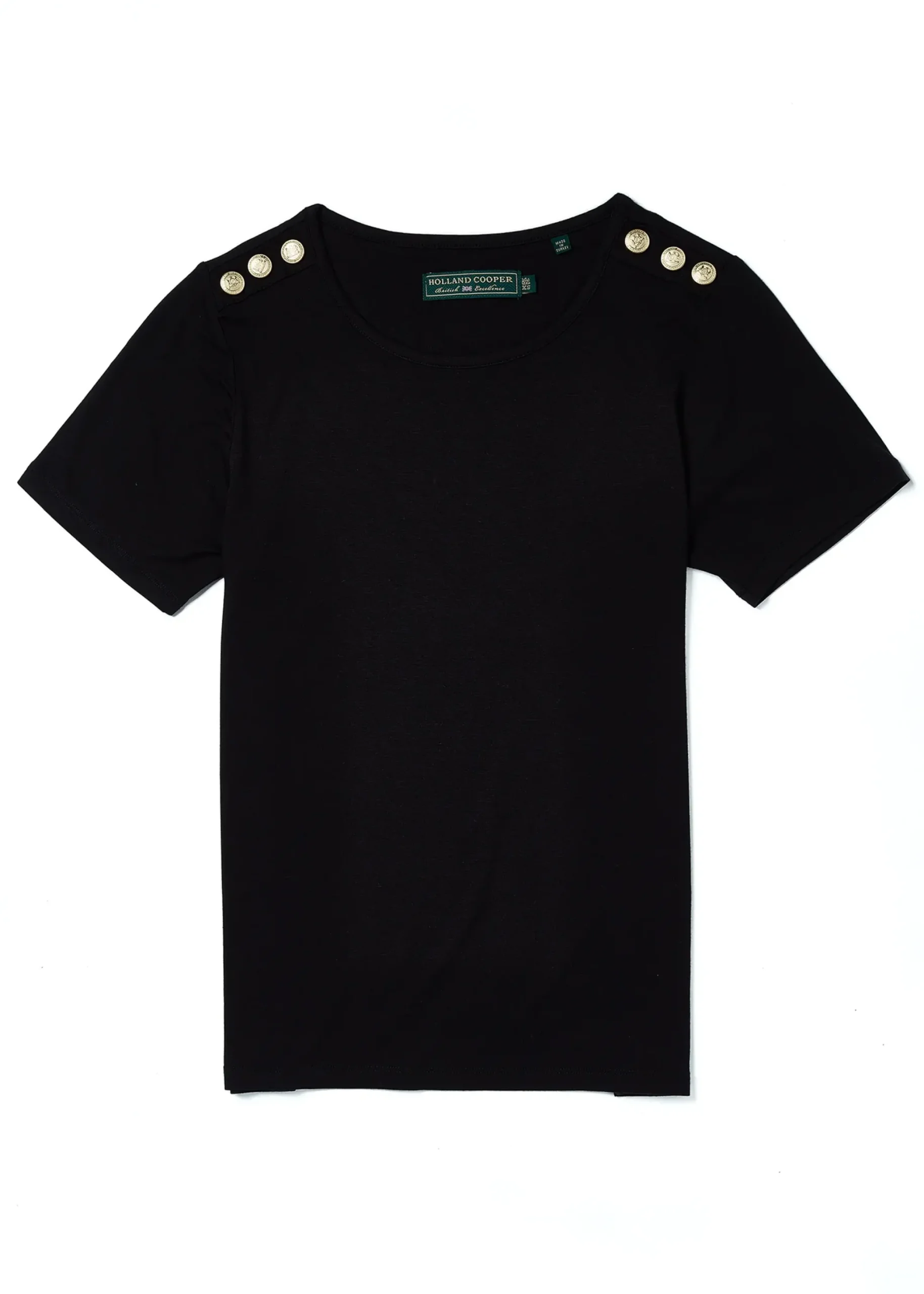 Holland Cooper Relax Fit Crew Neck Tee Black New