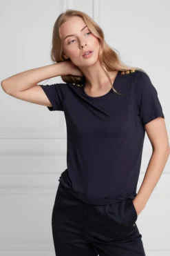 Holland Cooper Relax Fit Crew Neck Tee Ink Navy Sale