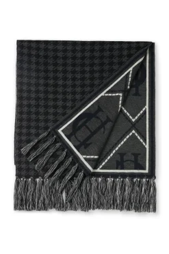 Holland Cooper Reversible Monogram Scarf Charcoal Houndstooth Sale