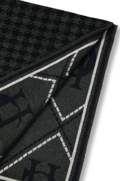 Holland Cooper Reversible Monogram Scarf Charcoal Houndstooth Sale